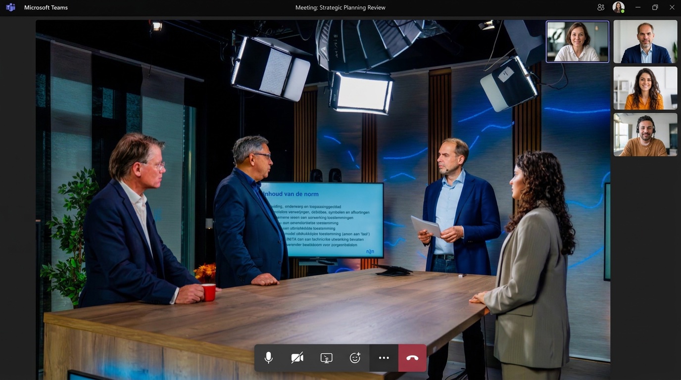 Interactieve meeting vanuit Studio Zeestroom, uitgezonden via Microsoft Teams